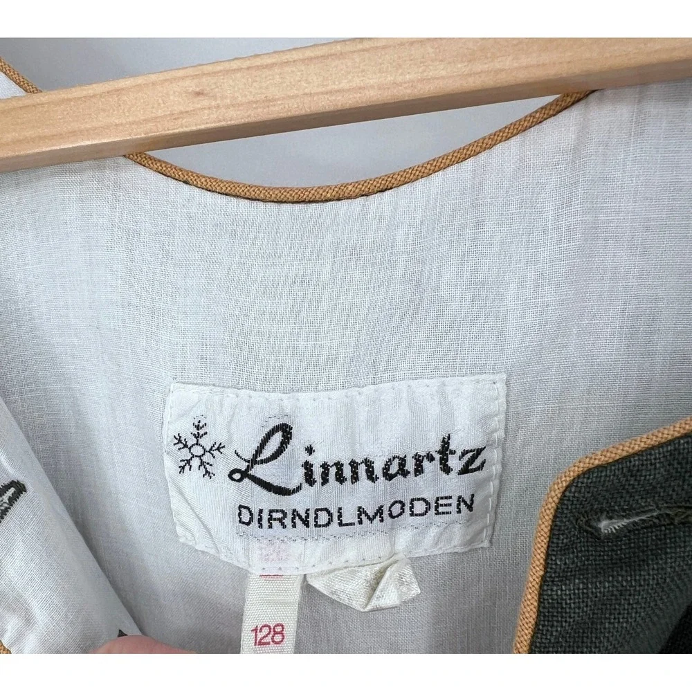 Vintage Linnartz Dirndl Dress Girls Embroidered Traditional Oktoberfest